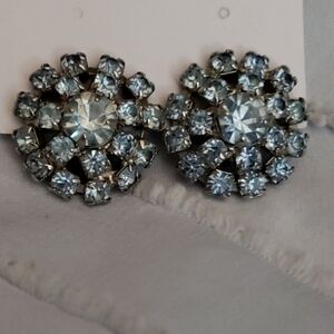 Elegant Chunky Silver Blue Crystal Earrings